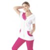 Blouse blanche médicale femme Junon Fushia / Blanc