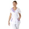 Blouse blanche médicale femme Junon Violet / Blanc